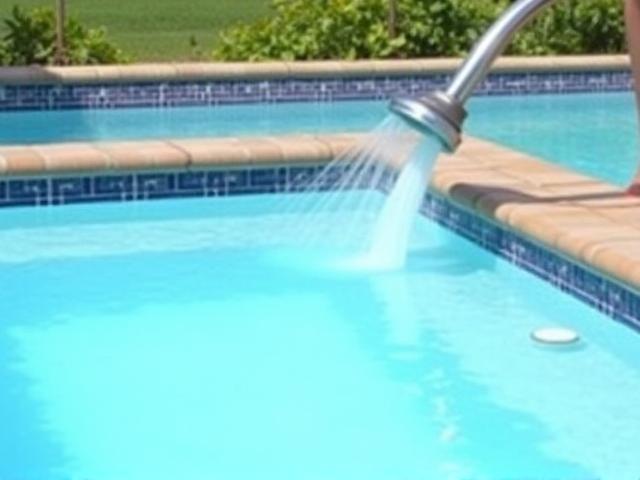 Pool cleaning service in action